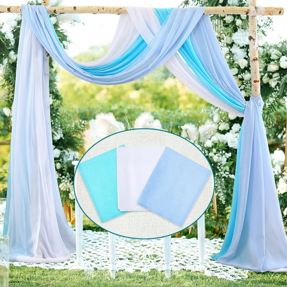 Honrane Wedding Arch Drape Fabric Extra Long 3 Panels Wide Sheer Wrinkle Free Soft Wedding Party Archway Backdrop Drapery Party Supplies