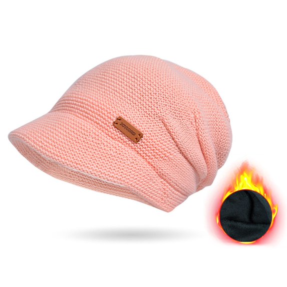 Honrane Women Soft Brim Beret Women Warm Winter Hat Women Winter Hat Wide Short Brim Elastic Solid Color Soft Warm Thick Plush Resistant Anti-slip Winter