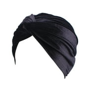 Honrane Women's Velvet Turban Cap,Solid Color Lady Stretchy No Brim Indian Turban Hat, for Spring Autumn Winter