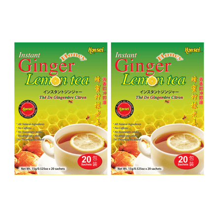 Honsei Instant Ginger Honey Lemon Tea, 15g/0.52 oz.20 Sachets Each Box - 2 PACK