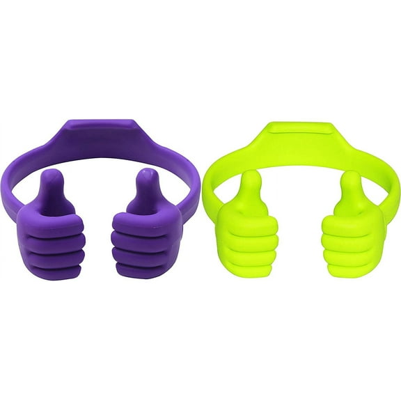 Honsky Thumbs-up Phone Stand for Tablets, Mobile E-readers and Smart Phones - 2 Pack - Green, Purple