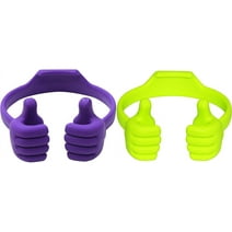 Honsky Thumbs-up Phone Stand for Tablets, Mobile E-readers and Smart Phones - 2 Pack - Green, Purple