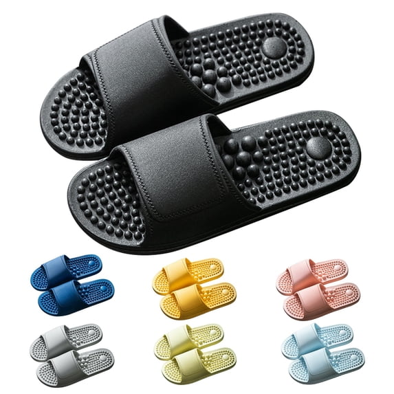 HonstMatter Men's Slippers, Massage Sandal Slippers with Non Slip Soft Sole, Indoor House Slippers for Bathroom and Home, Gray