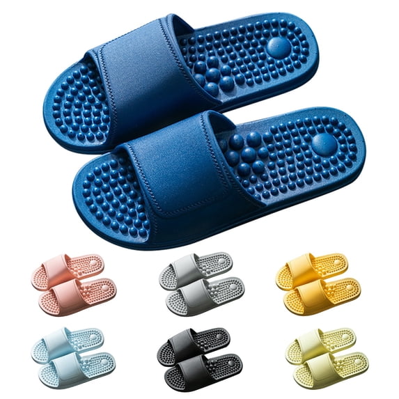 HonstMatter Men's Slippers, Massage Sandal Slippers with Non Slip Soft Sole, Indoor House Slippers for Bathroom and Home, Gray