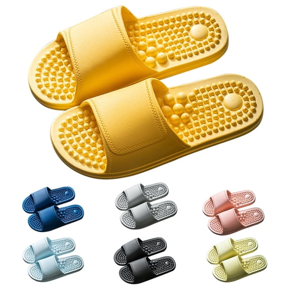 HonstMatter Men's Slippers, Massage Sandal Slippers with Non Slip Soft Sole, Indoor House Slippers for Bathroom and Home, Gray