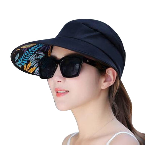 HonstMatter Sun Hats for Women, Wide Brim Breathable Summer Hat with Adjustable Chin Strap, Foldable Beach Hat for Travel and Outdoor, Black