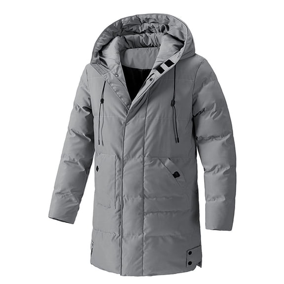 Honti Men's Plus Size Winter Parka - Hooded Mid-Length down Cotton Coat for Autumn & Winter, Extreme Cold Protection, Oversized Casual Grey 5X-Large