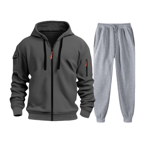 Honti Men's Tracksuit Set 2 Piece Set Full Zip Casual Jogging Suits with Jogger Jackets And Pants Warm up Outfits Grey S