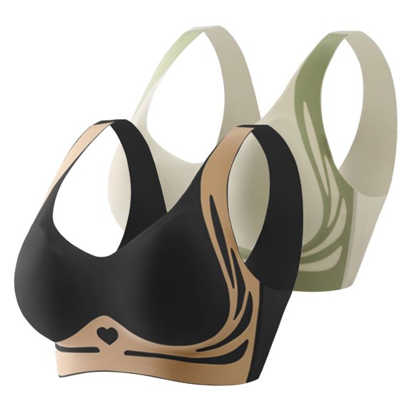 Hontri Anti-Gravity Sports Bra 2-Pack - High Impact Wireless Support, Seamless Racerback for Running & Workouts (S-XXXXL, Neutral Tones) (Black 2 | M)