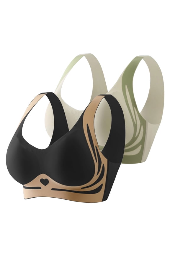 Anti-Gravity Sports Bra 2-Pack - High Impact Wireless Support, Seamless Racerback for Running & Workouts (S-XXXXL, Neutral Tones) (Black 2 | XXL)