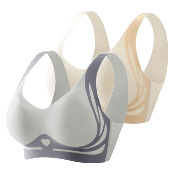 Hontri Anti-Gravity Sports Bra 2-Pack - High Impact Wireless Support, Seamless Racerback for Running & Workouts (S-XXXXL, Neutral Tones) (Blue 4 | XXL)