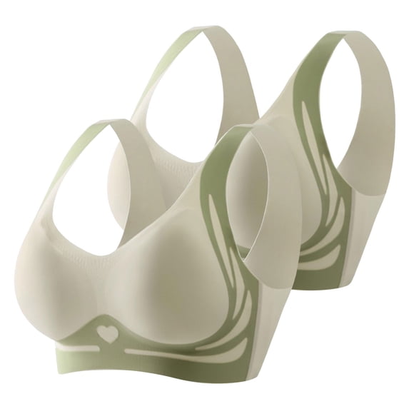 Hontri Anti-Gravity Sports Bra 2-Pack - High Impact Wireless Support, Seamless Racerback for Running & Workouts (S-XXXXL, Neutral Tones) (Green | XL)