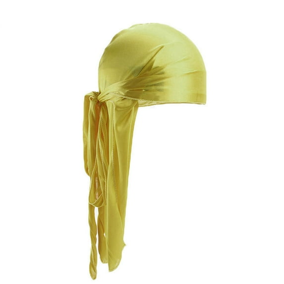 Hontri Baseball Cap Men/Women Silk Polyester Bandana Hat Durag Rag Tail Headwrap Headwear Gift Cap Men Women Yellow