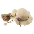 thumbnail image 1 of Hontri Baseball Caps in Sale, Girls 2-8 Years Old Straw Hat Travel Sun Hat Flower Children's Sun Hat Bag Set Hat Beige, 1 of 2