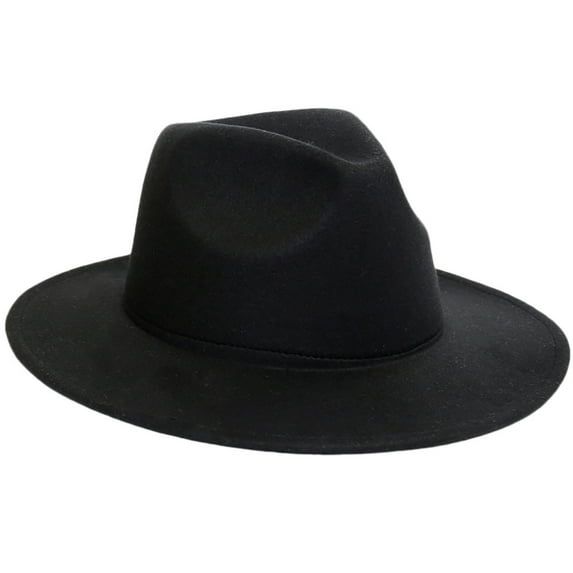 Hontri Baseball Caps on Sale, Women's Punchable Wool Felt Outback Hat Panama Hat Wide Brim Hat Black