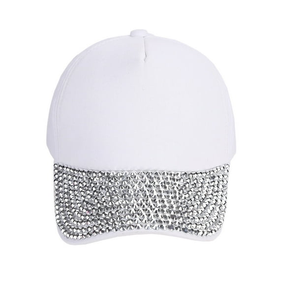 Hontri Baseball Hats Clearance! Womens New Fashion Baseball Cap Rhinestone Paw Shaped Snapback Hat White