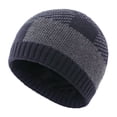 thumbnail image 1 of Hontri Fisherman Beanie Winter Fleece Warm Hat Plaid Knitted Hat Beanie Hat for Men & Women Ear Hat Thickened Outdoor Hat Caps Men Women Navy, 1 of 4