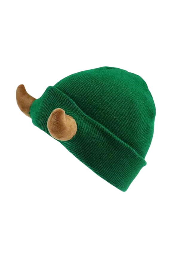 Beanie on Sale, Devil Horns Men's Hat Knitted Corner Beanie Women's Hip Hop Daemon Horns Hat Winter Warm Ski Outdoor Knit Hat Army Green
