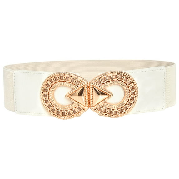 Hontri Belt in Clearance, Women Stretchy Belt for Dresses Vintage Elastic Wide Waist Belt, Female White One Size