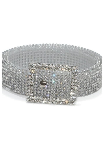 Women Rhinestone Belt Silver Bling Crystal Waist Chain for Wedding Party Ayliss Women Rhinestone Belt Bling Crystal Shiny Waist Dress  main image 2