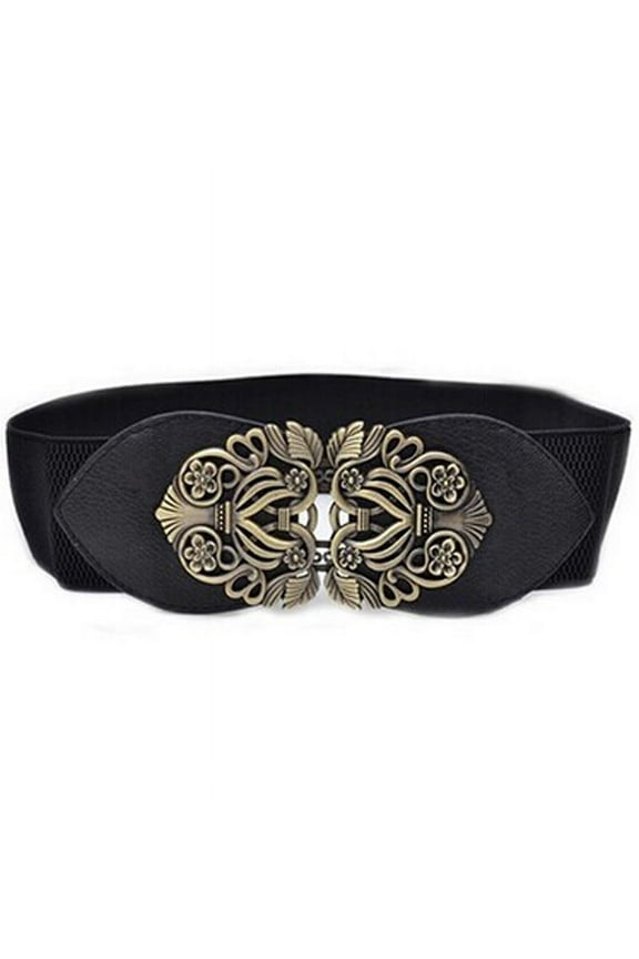 Belt in Sale, Wide Belt Elastic Buckle Fashion Retro Women's Elastic Belt Belts for Women Black