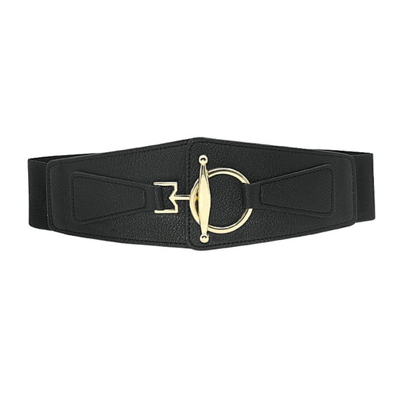 Hontri Belt in Sale, Women's Fashion Versatile Wide Belt Elastic Stretch Dress Belt Buckle Belts for Women Black