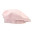 thumbnail image 1 of Hontri Beret Women's Solid Color Knitted Wool Warm Beret Casual Fall And Winter Hat Hat French Classic Beret Pink, 1 of 3