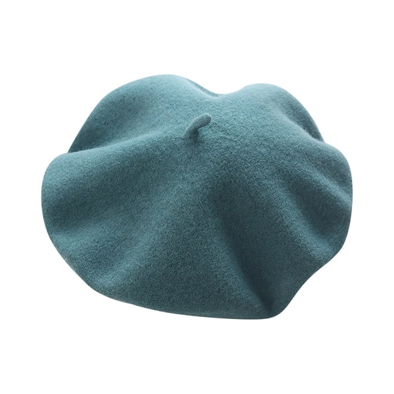 Hontri Berets Hats Women in Sale, Women's Autumn and Winter Fashion New Casual Wool Knitted Beret Blue