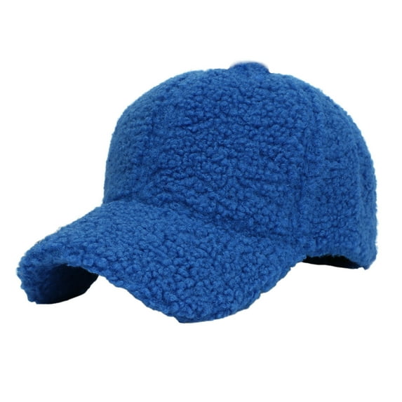 Hontri Big Hat Clearance! Faux Lamb Wool Baseball Cap for Men Women Teddy Fleece Sports Hats Warm Winter Outdoor Travel Gift Features: Blue
