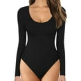 thumbnail image 1 of Hontri Body Suit Womens Crew Neck Long Sleeve Bodysuit Comfortable Against The Skin Tops Sexy Body Suits Women Clothing Long Sleeve Body Suit Black, 1 of 4