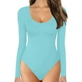 thumbnail image 1 of Hontri Body Suit Womens Crew Neck Long Sleeve Bodysuit Comfortable Against The Skin Tops Sexy Body Suits Women Clothing Long Sleeve Body Suit Sky Blue, 1 of 4