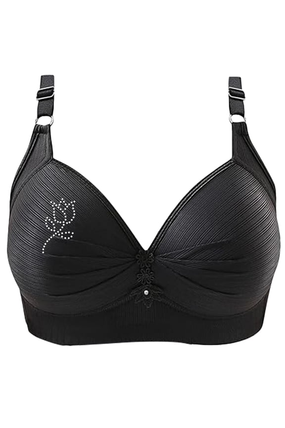 Hontri Bra under $10-Seamless Bras for Women,Thin Laceless Ring Comfortable Breathability Underwear Large Size Brater Buckle Female Bra Deep V Neck Vest Bralette Wireless Seamless Bra