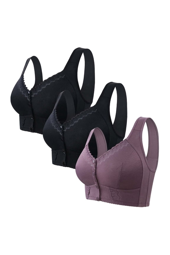 Bra Bra for Senior Front Closure Breathable Bra for Seniors Wirefree Bras for Older Women Purple 1 58