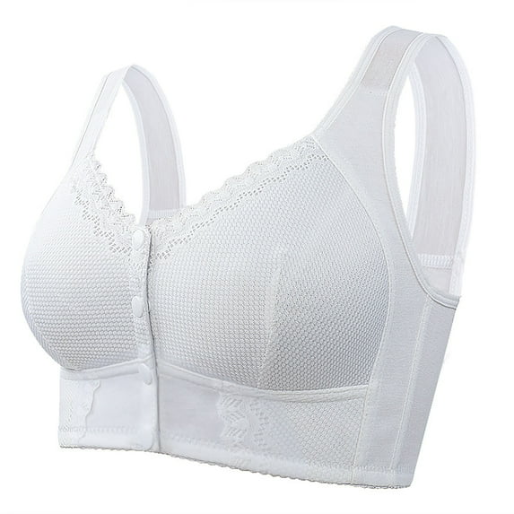 Hontri Bra Bra for Senior Front Closure Breathable Bra for Seniors Wirefree Bras for Older Women White 50