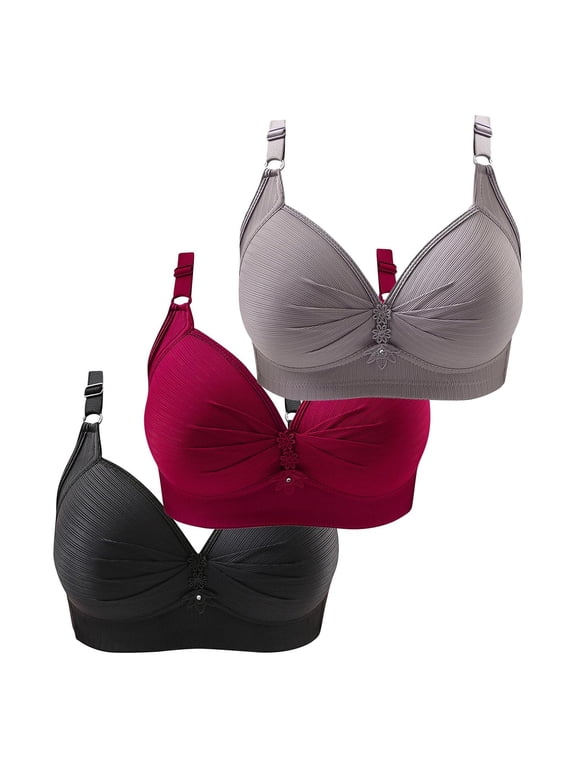 Hontri Bra -Seamless Bras for Women,Thin Laceless Comfortable Breathability Underwear Large Size Brater Buckle Female Bra V Neck Vest Bralette Wireless Bra