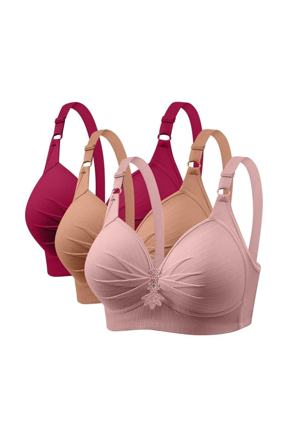 Hontri Bra -Seamless Bras for Women,Thin Laceless Steel Ring Comfortable Breathability Underwear Large Size Brater Buckle Female Bra Deep V Neck Vest Bralette Wireless Seamless Bra