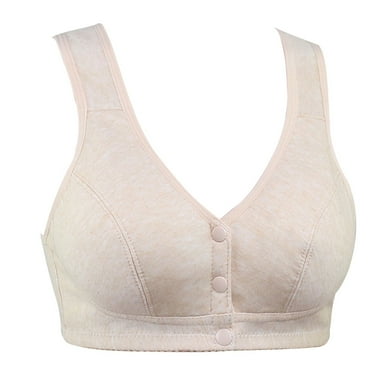 Hontri Bras for Women, Soft Cotton Front Buckle Middle Aged and Elderly Underwear Women Smooth No Underwire Wide Strap Vest Type New Large Size Bra A36 under $10