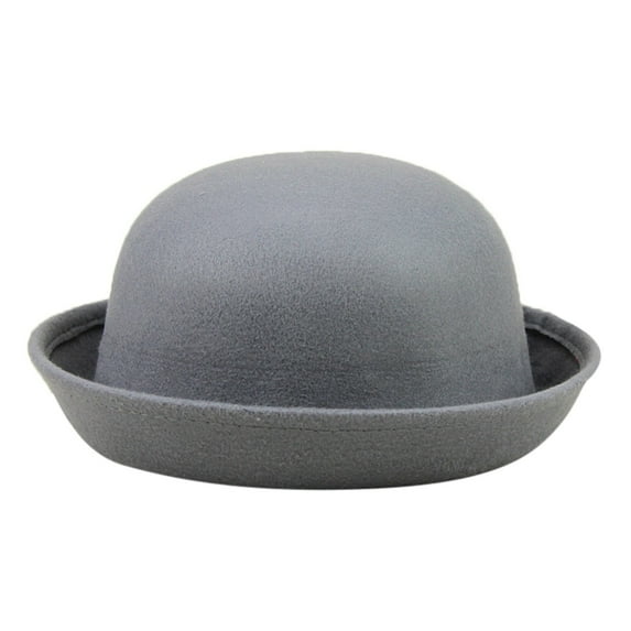 Hontri Bucket Hat Elegant Adults Solid Hat Roll up Brim Panama Bowler Hat Bucket Hat Mens Womens Classic Wool Round Bowler Hats Cap Beach Hat Grey