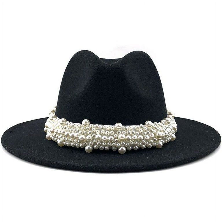 Fashion pearl Top hat wool Jazz Cap Fashion pearl Top hat wool Jazz Cap