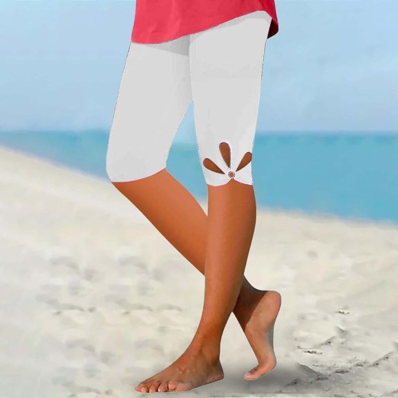 Hontri Capri Pants for Women White Womens Capri Pants