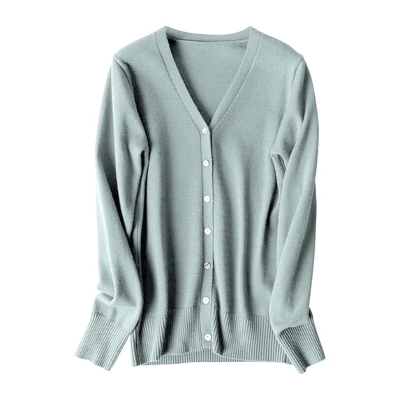 Hontri Women's Cardigan Women's Classic Button Down Long Sleeve V Neck Soft Knit Sweater Mint Green Xl