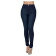 thumbnail image 1 of Hontri Casual Pants for Women Deals under $15, Fashion Women's Pure Color High-Waisted Straight-Barrel Small Feet Jeans Blue L, 1 of 5