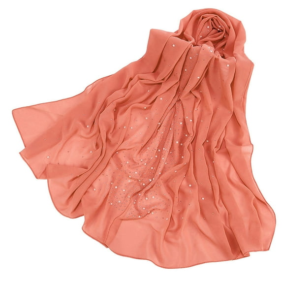 Hontri Chiffon Scarf in Clearance, Women Fashion Chiffon Long Scarf Muslim Hijab Arab Wrap Shawl Headwear, Female Orange One Size