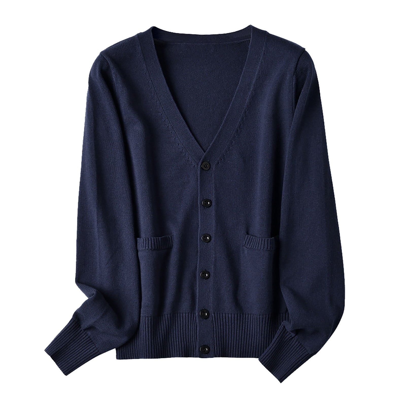 Cotton Cardigan Navy Blue Cardigan Sweater Plus Size Hontri