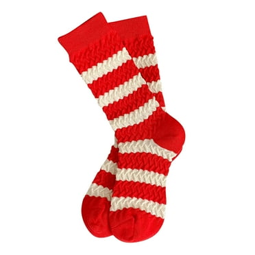 Hontri Cotton Socks in Clearance, Women Autumn and Winter Red Color Matching Thickened Warm Mid Tube Socks Women Thick Socks, Female B One Size