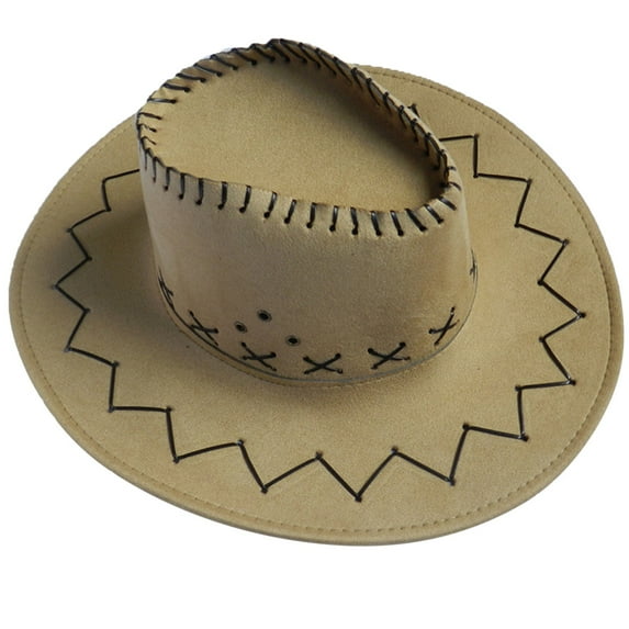 Hontri Cowboy Hard Hat Women Men Summer Cowboy Hat Shapeable Wide Brim Sun Hat Western Party Dress up Accessories Khaki