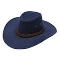 thumbnail image 1 of Hontri Cowboy Hat Clearance! Adult Casual Solid Summer Western Fashion Cowboy Sun Hat Wide Brim Travel Sun Cap Navy, 1 of 2