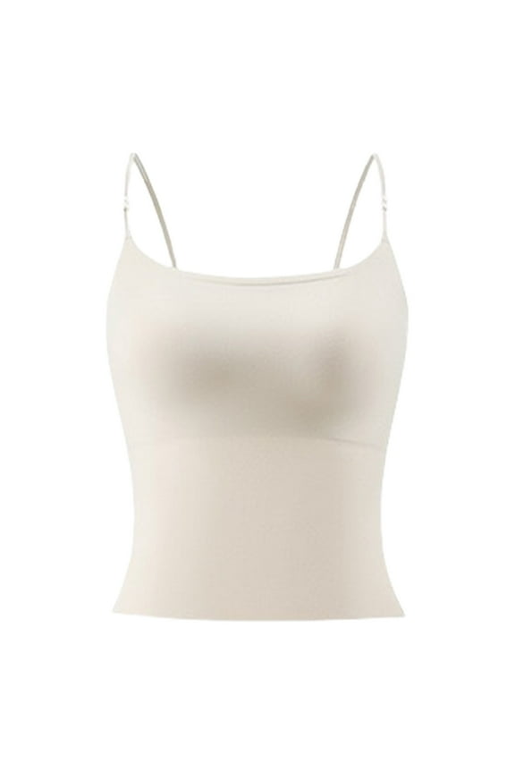 Double-Lined Support Tank Tops for Women - Adjustable Spaghetti Strap Camisoles, Sleeveless Everyday Layering Basics White M