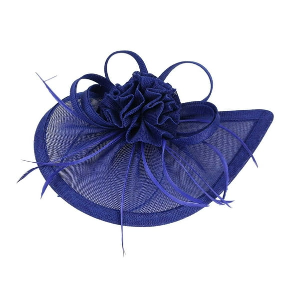 Hontri Fascinators Hat for Women 20S 50S 2023 Fascinator Hat Flower Feather Mesh Tea Party Hairband for Women Blue One Size