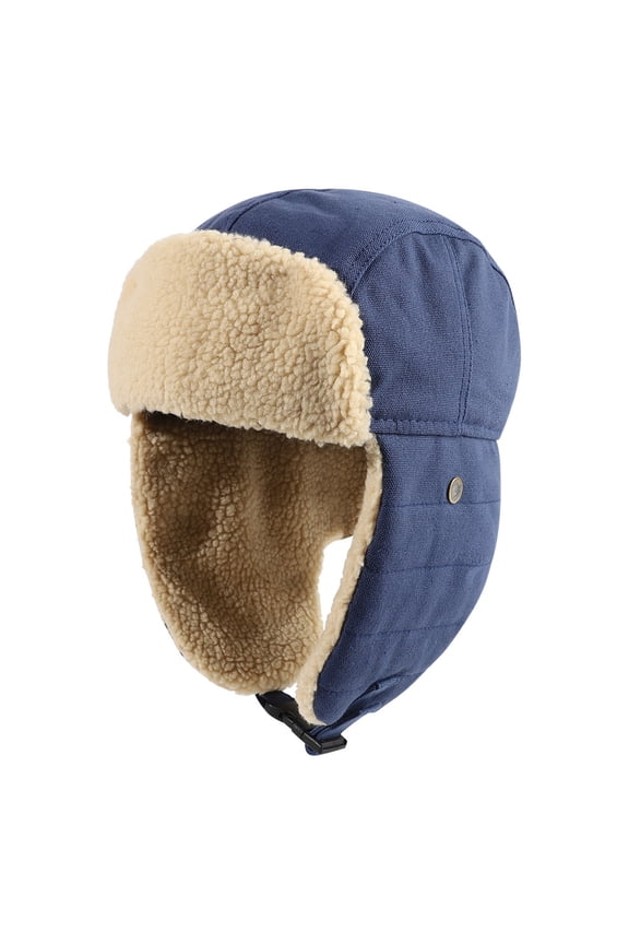 Fisherman Beanie Women's Foldable Handmade Ear Warm Wool Cap Cotton Hat Knitted Hat Windproof Cold Sweat Hat Caps Men Women Navy